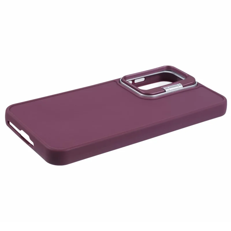 QH Series for Samsung Galaxy A54 5G Case Lens Frame Kickstand Silky Touch Silicone Phone Cover - Wine Red
