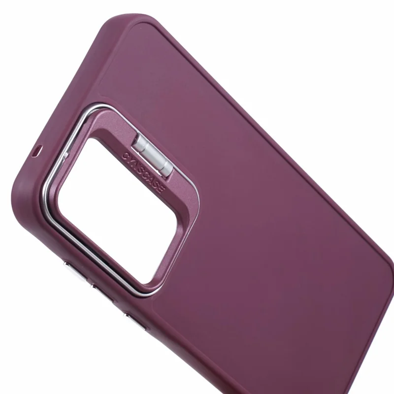 QH Series for Samsung Galaxy A54 5G Case Lens Frame Kickstand Silky Touch Silicone Phone Cover - Wine Red