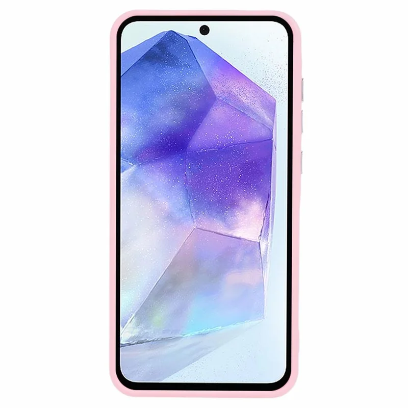 QH Series for Samsung Galaxy A54 5G Case Lens Frame Kickstand Silky Touch Silicone Phone Cover - Pink