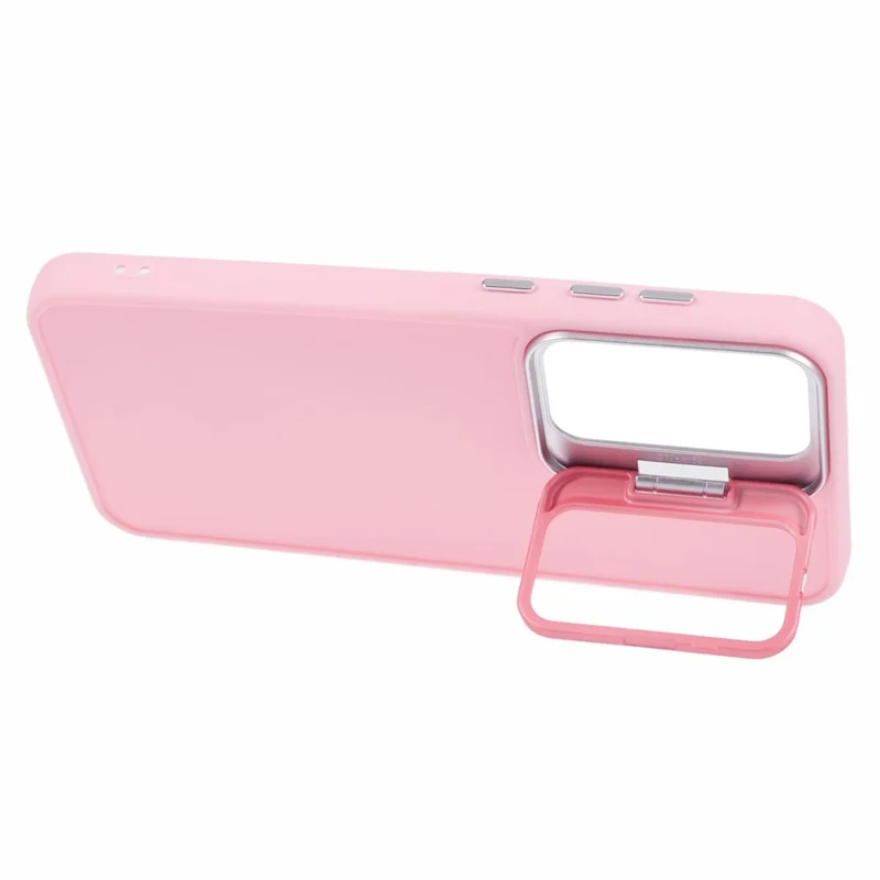 QH Series for Samsung Galaxy A54 5G Case Lens Frame Kickstand Silky Touch Silicone Phone Cover - Pink