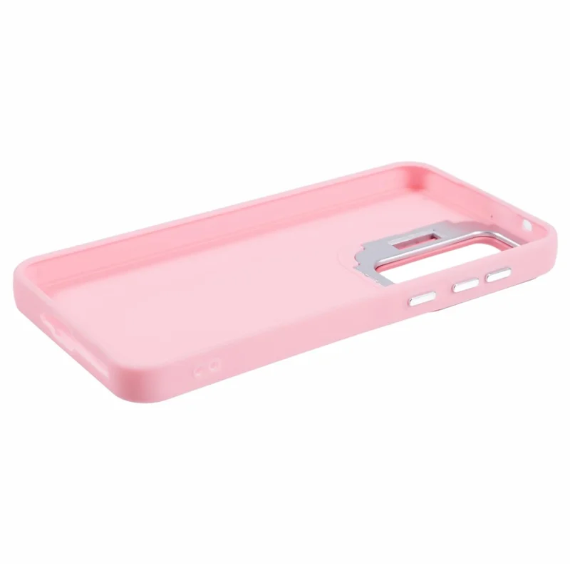 QH Series for Samsung Galaxy A54 5G Case Lens Frame Kickstand Silky Touch Silicone Phone Cover - Pink