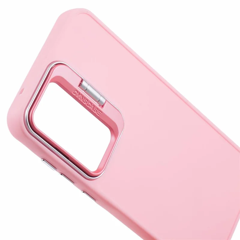 QH Series for Samsung Galaxy A54 5G Case Lens Frame Kickstand Silky Touch Silicone Phone Cover - Pink
