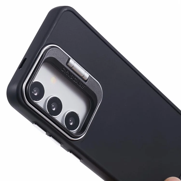 QH-Serie für Samsung Galaxy S24 Silikonhülle mit Objektivständer - Schwarz