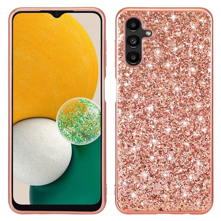 Pour Samsung Galaxy A25 5G (Global) (161,0 x 76,5 x 8,3 mm) Housse de téléphone Cadre TPU électrolytique Paillettes Étui de protection PC - Or Rose