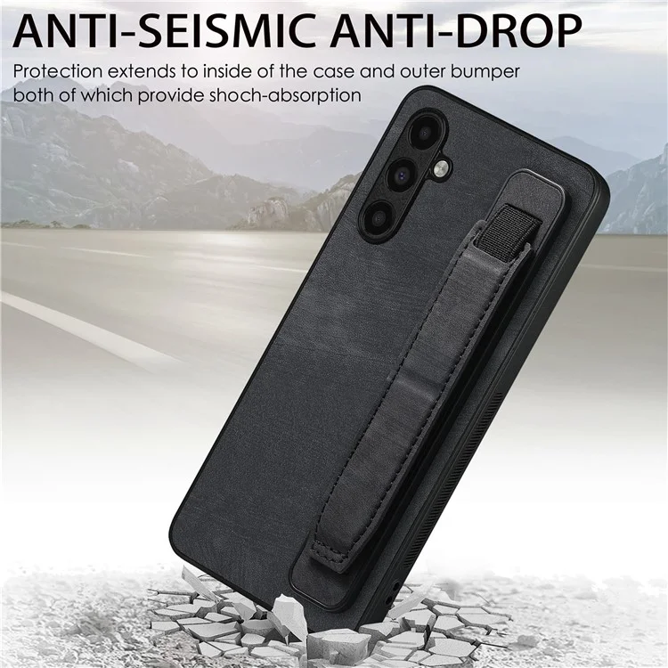 Funda D11 para Samsung Galaxy A35 5G de piel sintética+TPU, con correa y soporte - Negro