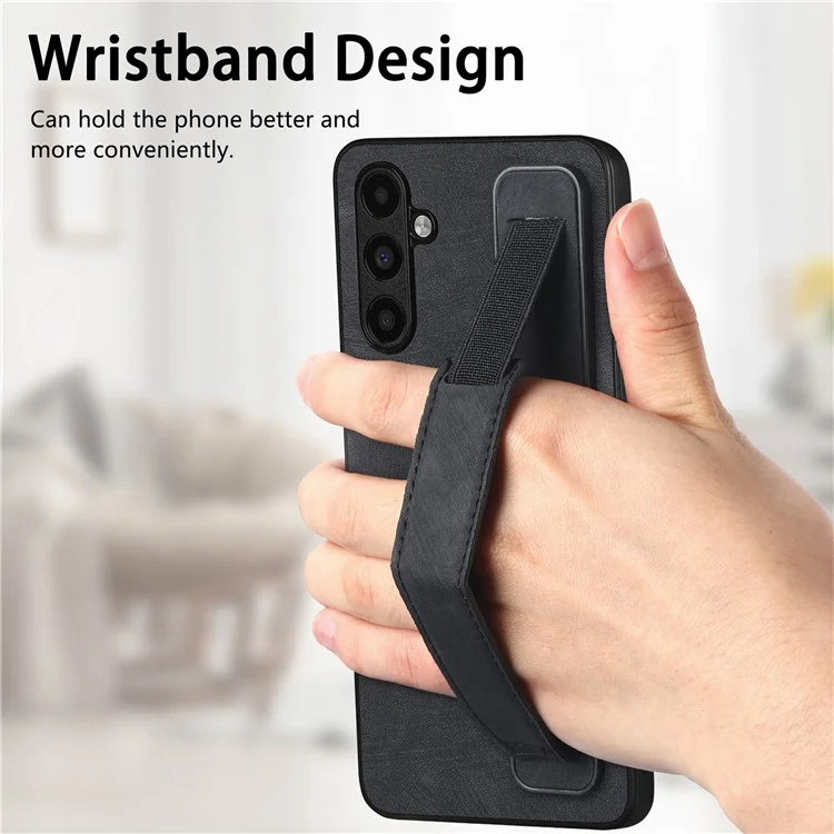 Funda D11 para Samsung Galaxy A35 5G de piel sintética+TPU, con correa y soporte - Negro