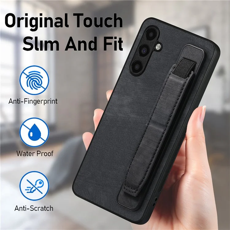 Funda D11 para Samsung Galaxy A35 5G de piel sintética+TPU, con correa y soporte - Negro