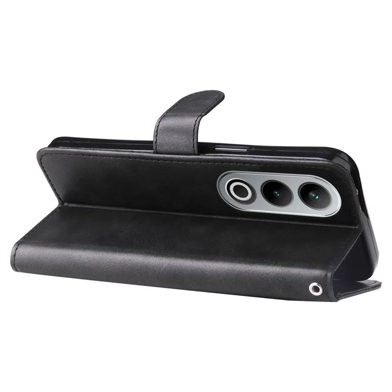 For OnePlus Ace 3V 5G Case Zipper Pocket Calf Texture Leather Folio Wallet Phone Cover - Black