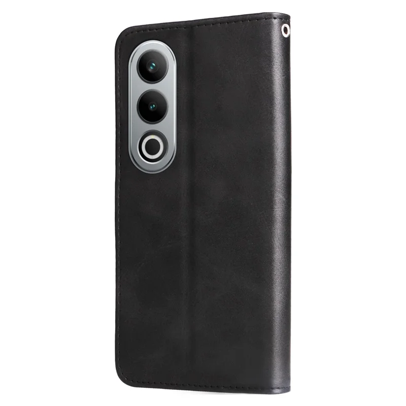 For OnePlus Ace 3V 5G Case Zipper Pocket Calf Texture Leather Folio Wallet Phone Cover - Black