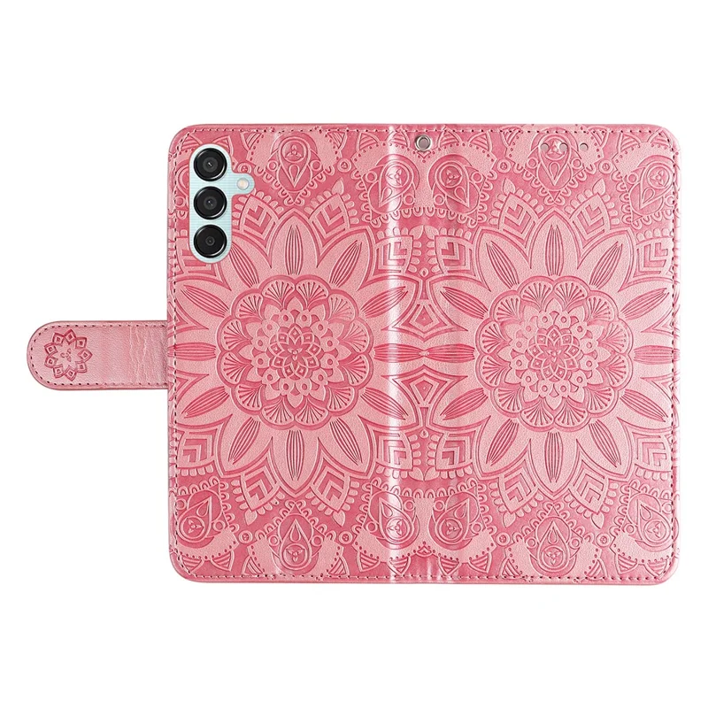 Pour Samsung Galaxy M15 5G / F15 5G Étui en cuir PU Motif tournesol Support pour cartes Étui de téléphone - Rose