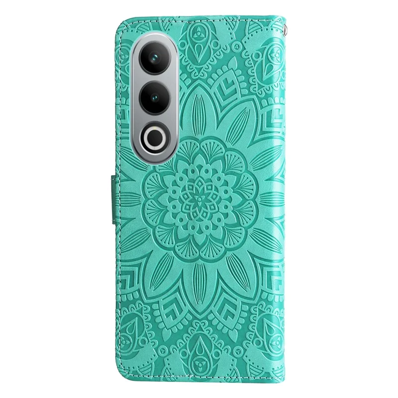 For OnePlus Ace 3V 5G Leather Case Wallet Style Imprinted Sunflower Cell Phone Cover - Green