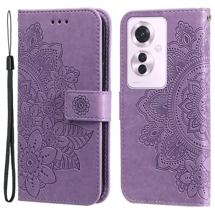 Para Oppo Reno11 F 5G / F25 Pro 5G Capa de Telefone Magnética com Padrão Floral Impresso Anti-queda - Roxo