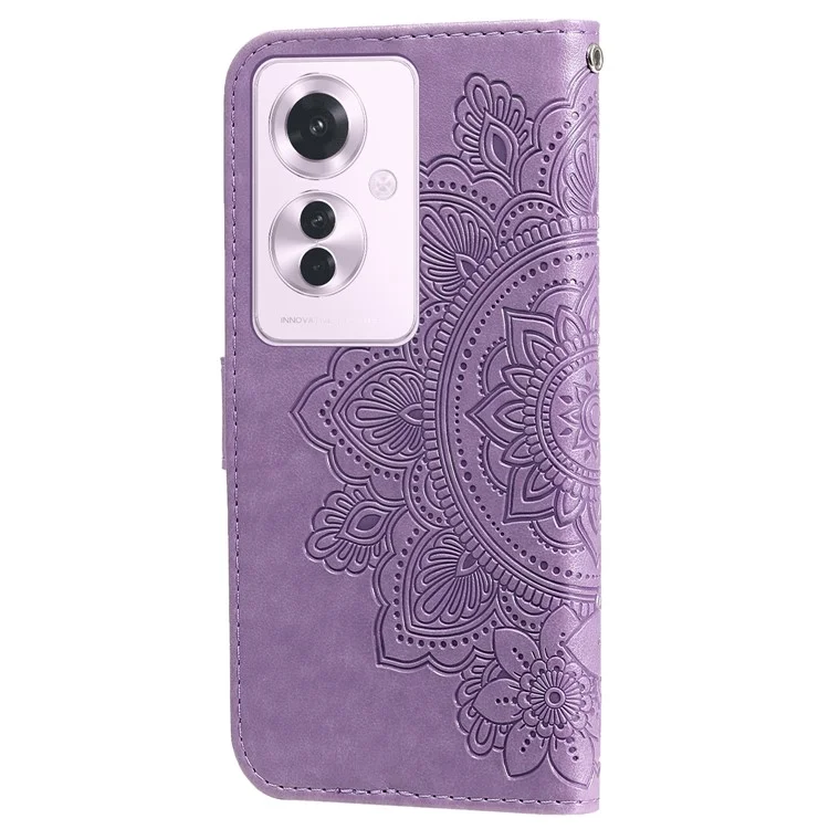 Para Oppo Reno11 F 5G / F25 Pro 5G Capa de Telefone Magnética com Padrão Floral Impresso Anti-queda - Roxo