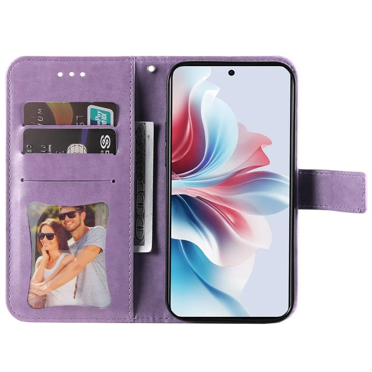 Para Oppo Reno11 F 5G / F25 Pro 5G Capa de Telefone Magnética com Padrão Floral Impresso Anti-queda - Roxo