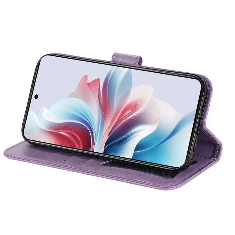 Para Oppo Reno11 F 5G / F25 Pro 5G Capa de Telefone Magnética com Padrão Floral Impresso Anti-queda - Roxo