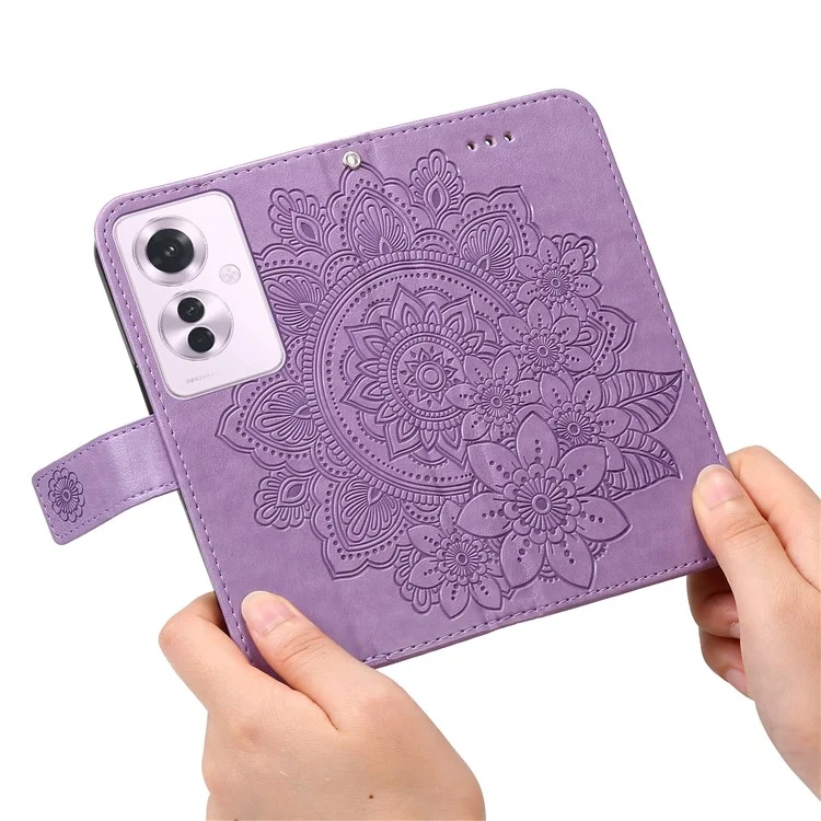 Para Oppo Reno11 F 5G / F25 Pro 5G Capa de Telefone Magnética com Padrão Floral Impresso Anti-queda - Roxo