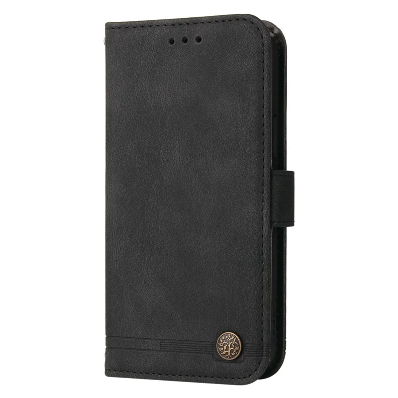 For vivo Y03 Case Skin-touch PU Leather Phone Stand Cover - Black