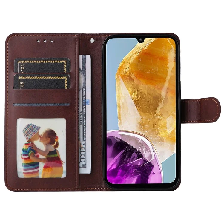 Per Samsung Galaxy M15 5G / F15 5G Custodia in Pelle PU con Supporto per Visione / 3 Porta Carte - Marrone