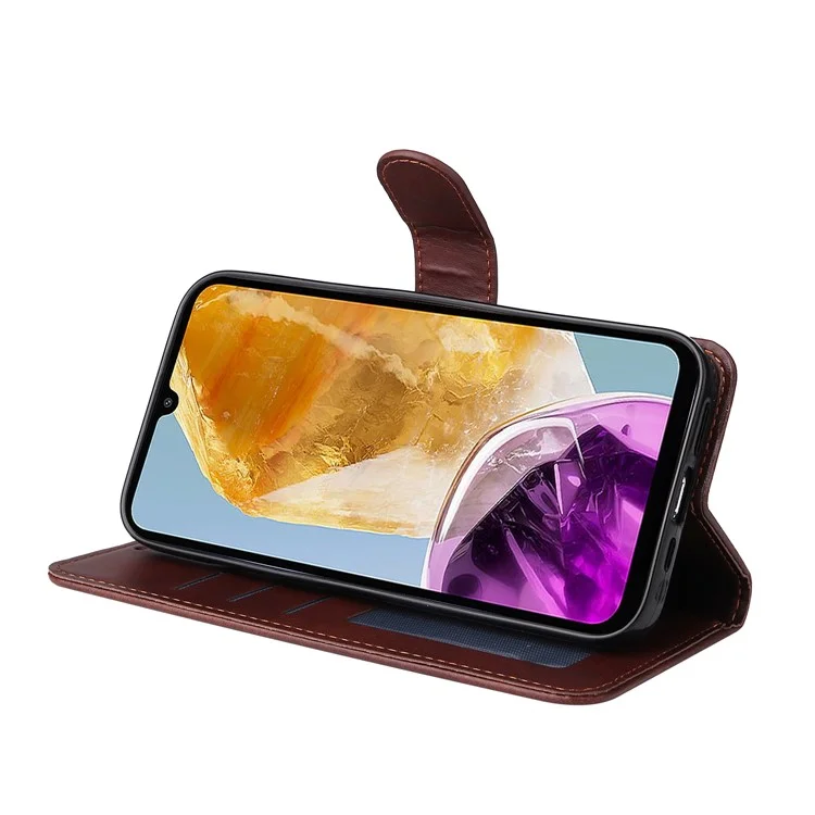 Per Samsung Galaxy M15 5G / F15 5G Custodia in Pelle PU con Supporto per Visione / 3 Porta Carte - Marrone