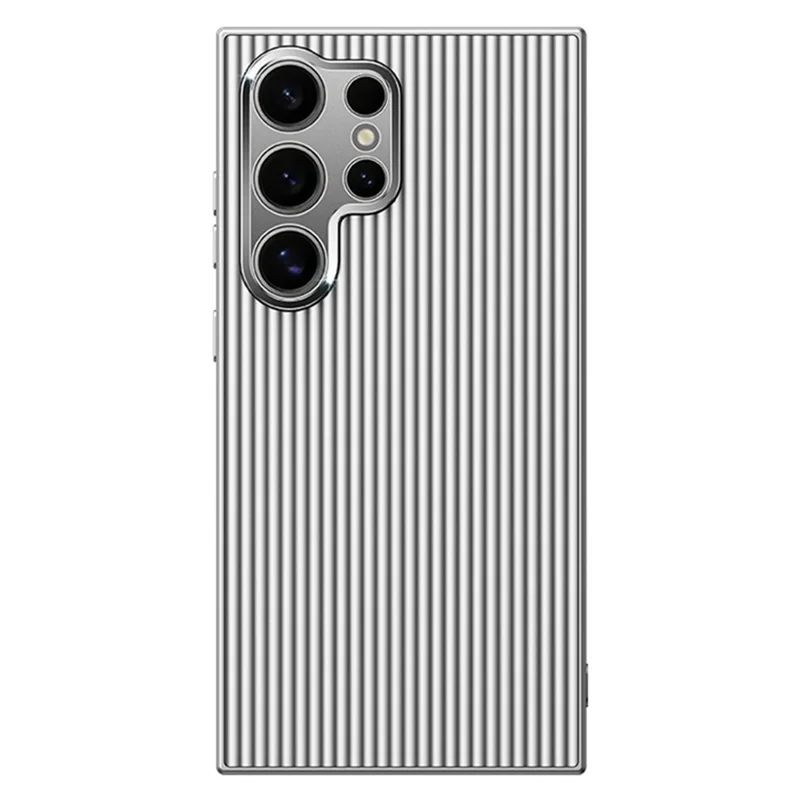 Para Samsung Galaxy S24 Ultra Funda Móvil Metal+PC+TPU Carcasa Móvil de Protección contra Caídas - Plata