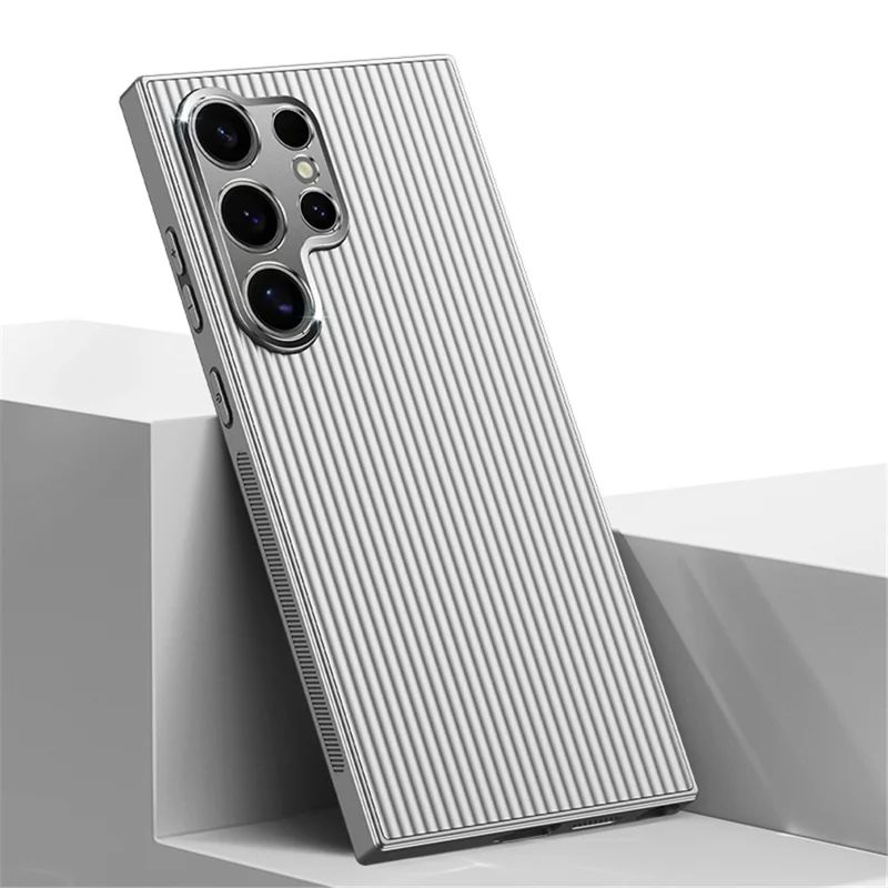 Para Samsung Galaxy S24 Ultra Funda Móvil Metal+PC+TPU Carcasa Móvil de Protección contra Caídas - Plata