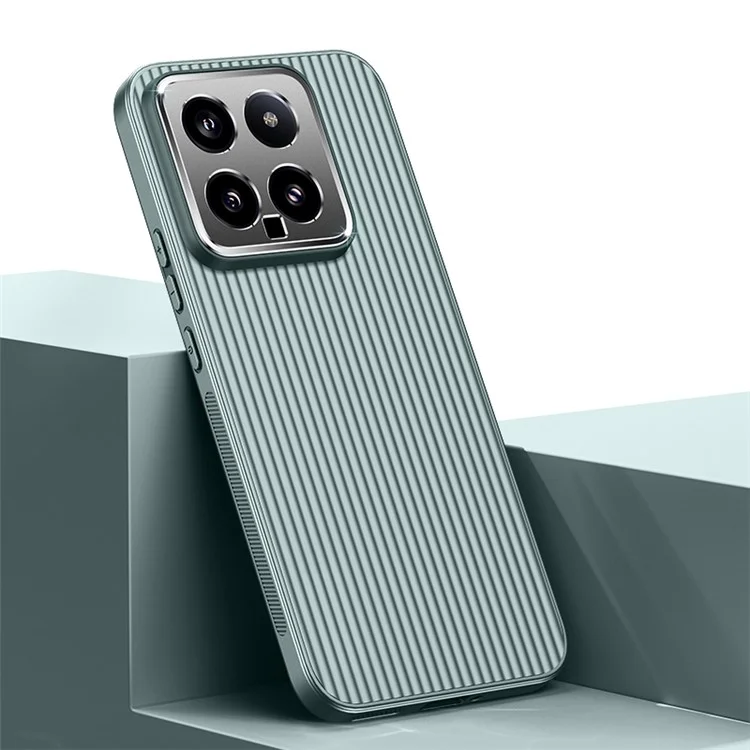 Для Xiaomi 14 PC+TPU Задняя крышка Чехол Противоударный металлический Рама объектива Чехол для телефона - Зеленый