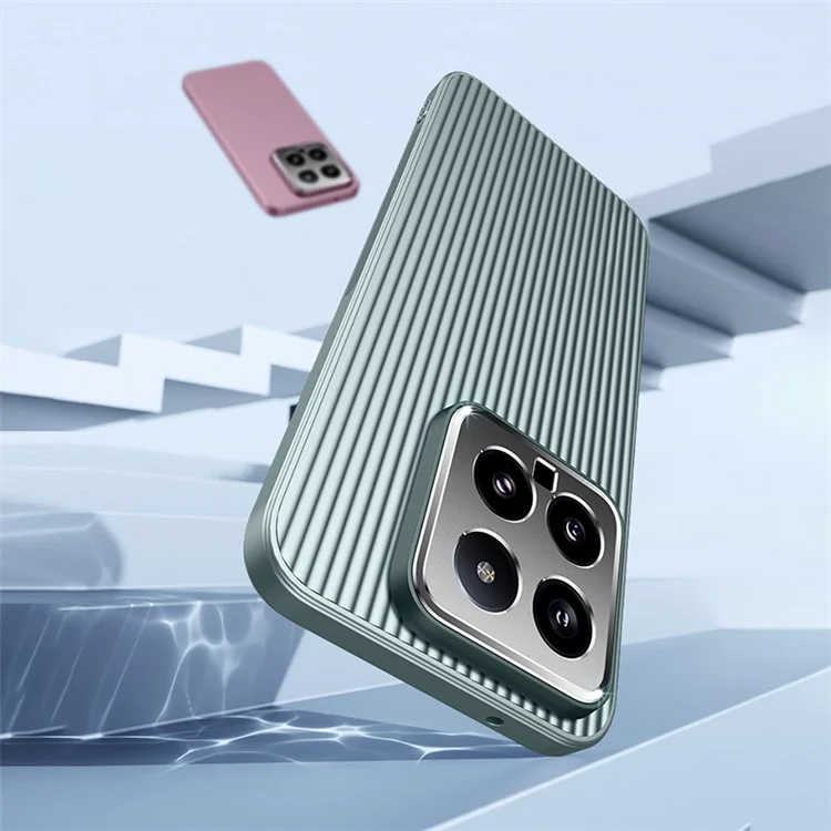 Для Xiaomi 14 PC+TPU Задняя крышка Чехол Противоударный металлический Рама объектива Чехол для телефона - Зеленый
