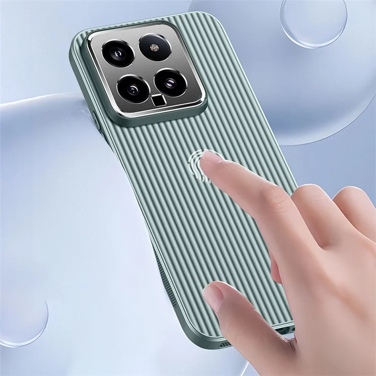 Для Xiaomi 14 PC+TPU Задняя крышка Чехол Противоударный металлический Рама объектива Чехол для телефона - Зеленый