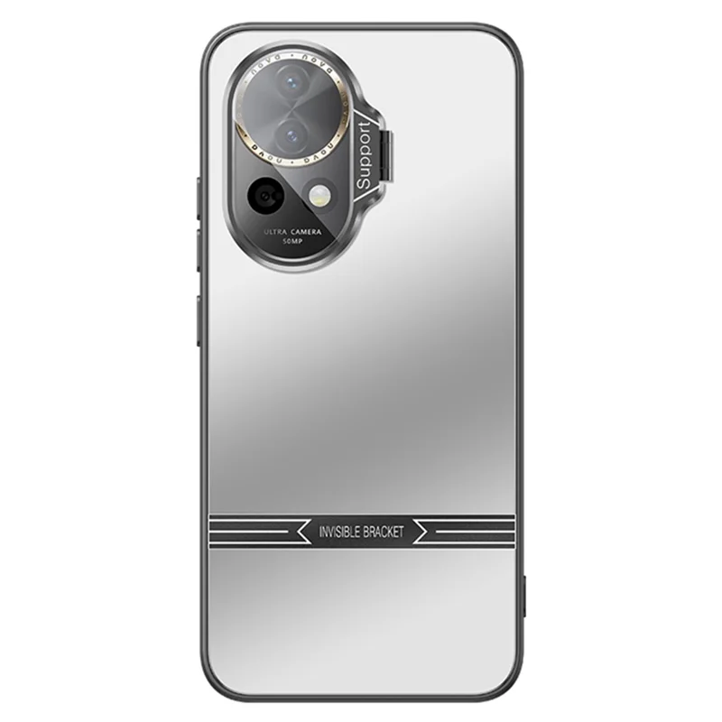 Für Huawei nova 12 Pro 5G / 12 Ultra 5G Hülle PC+TPU Matt Telefon Ständer Abdeckung mit Linsenschutzfolie - Silber