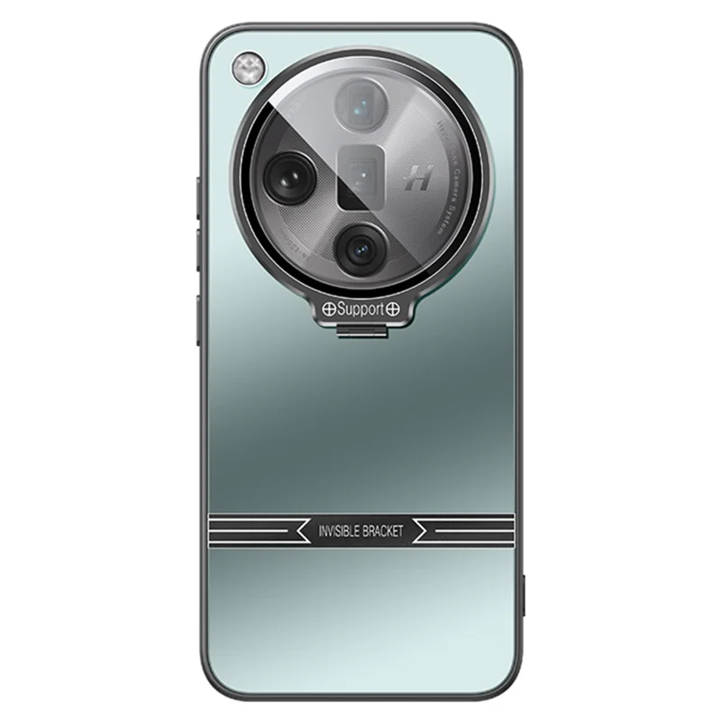 For Oppo Find X7 Ultra Case Matte PC+TPU Phone Cover with Lens Frame Kickstand - Cyan