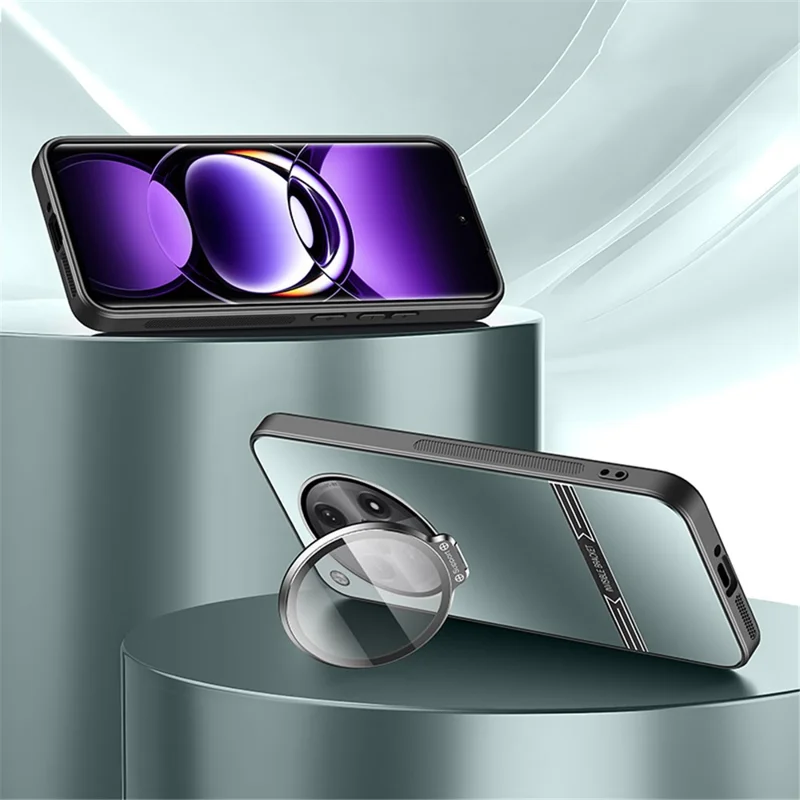 For Oppo Find X7 Ultra Case Matte PC+TPU Phone Cover with Lens Frame Kickstand - Cyan