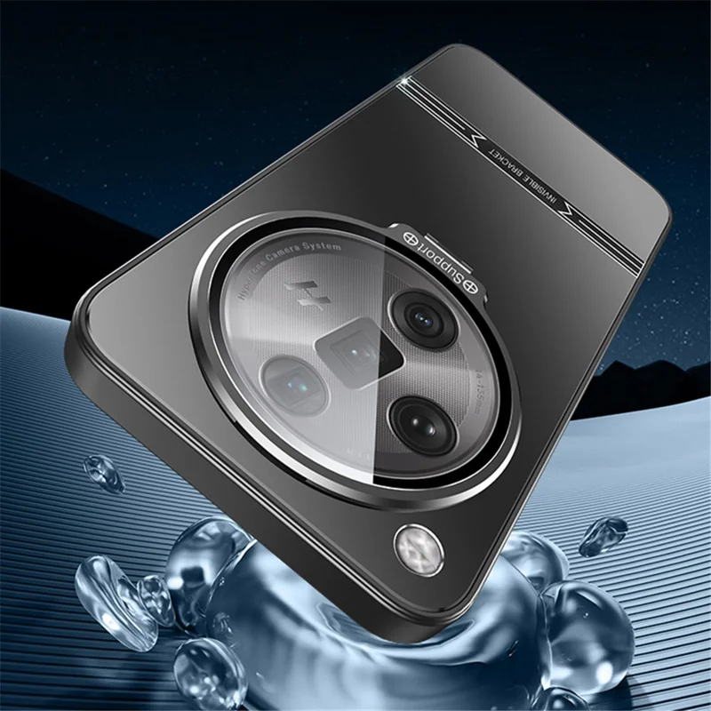 For Oppo Find X7 Ultra Case Matte PC+TPU Phone Cover with Lens Frame Kickstand - Cyan