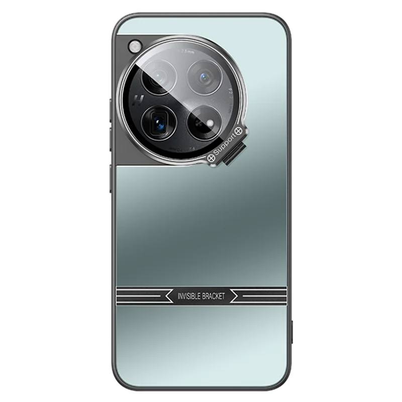 For OnePlus 12 5G Cell Phone Cases Matte PC+TPU Cover with Lens Frame Kickstand - Cyan