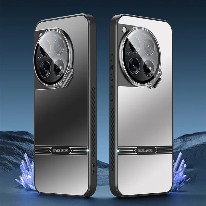 For OnePlus 12 5G Cell Phone Cases Matte PC+TPU Cover with Lens Frame Kickstand - Cyan