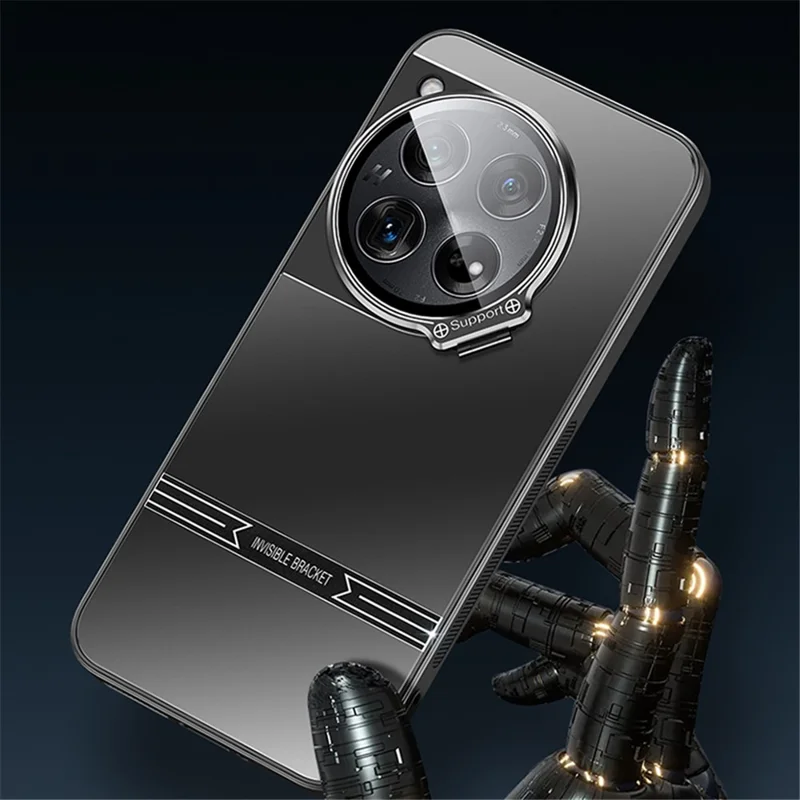 For OnePlus 12 5G Cell Phone Cases Matte PC+TPU Cover with Lens Frame Kickstand - Cyan