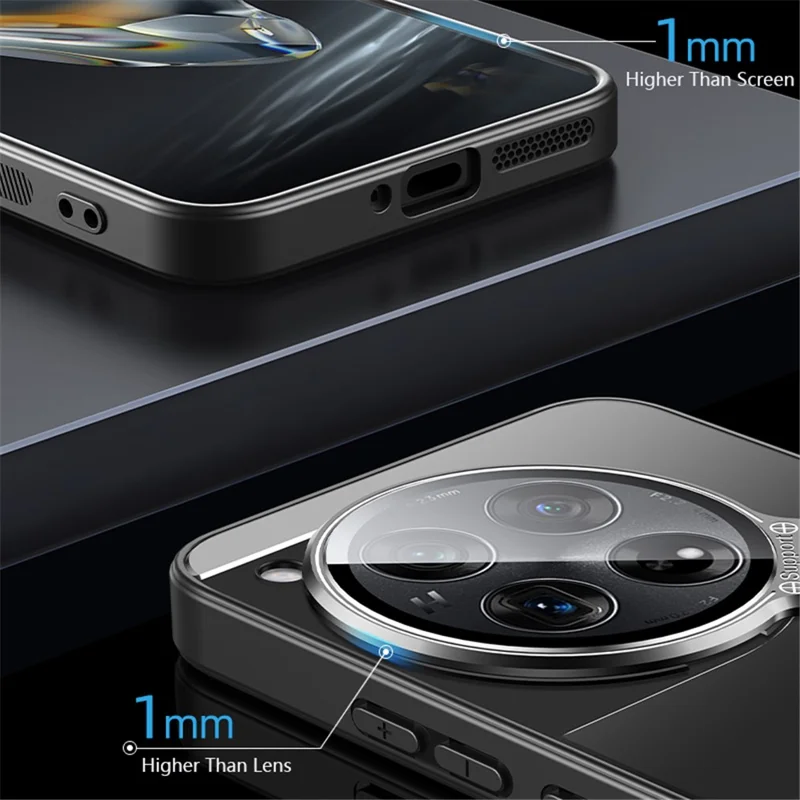 For OnePlus 12 5G Cell Phone Cases Matte PC+TPU Cover with Lens Frame Kickstand - Cyan