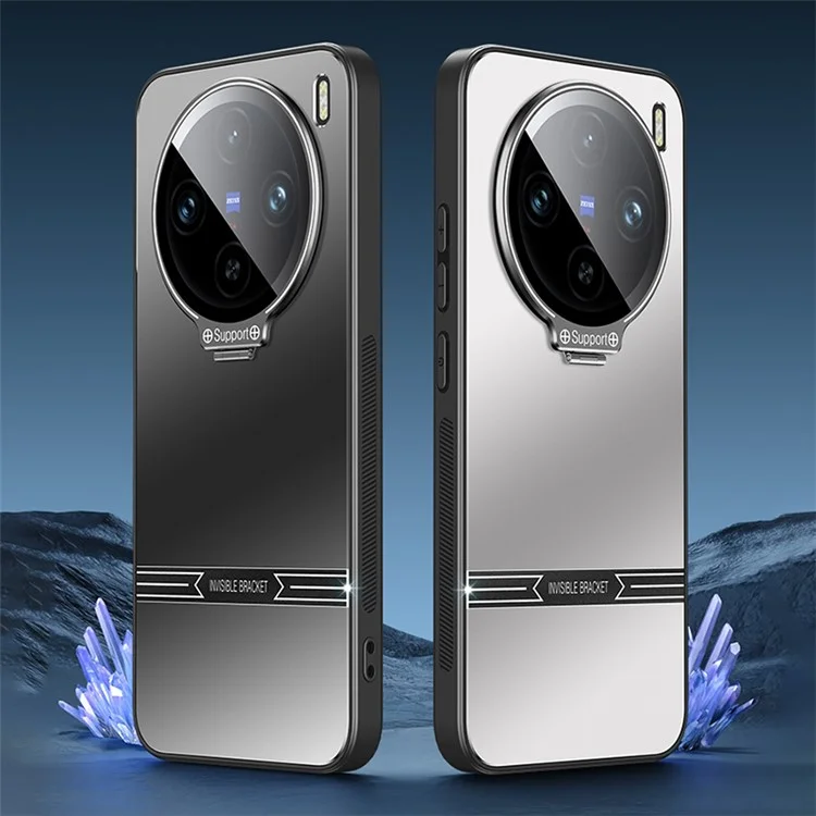Per vivo X100 Pro 5G Case Cornice Metallo Obiettivo PC+TPU a prova di caduta Custodia Opaca per Telefono con Pellicola per Obiettivo - Nero