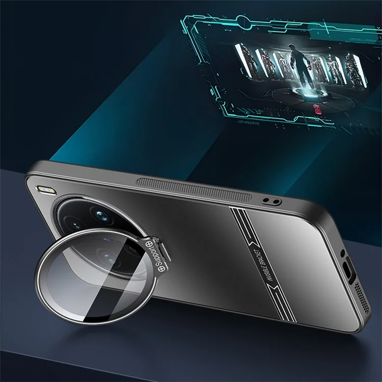 Per vivo X100 Pro 5G Case Cornice Metallo Obiettivo PC+TPU a prova di caduta Custodia Opaca per Telefono con Pellicola per Obiettivo - Nero