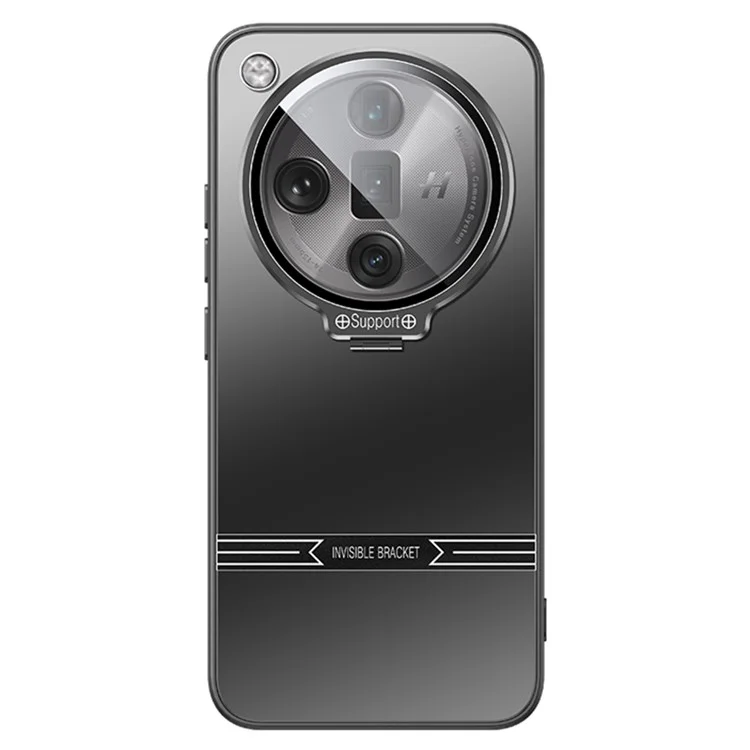 Funda de teléfono para Oppo Find X7 5G PC+TPU Cubierta con película para lente Mate Soporte plegable - Negro