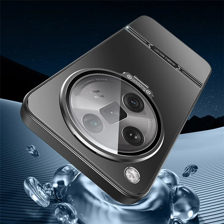 Funda de teléfono para Oppo Find X7 5G PC+TPU Cubierta con película para lente Mate Soporte plegable - Negro