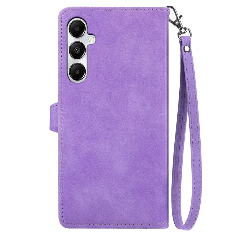 Pour Samsung Galaxy A15 4G / A15 5G Étui Fleur Imprimée Anti-Drop Cuir Rabat Couverture Téléphone - Violet Clair
