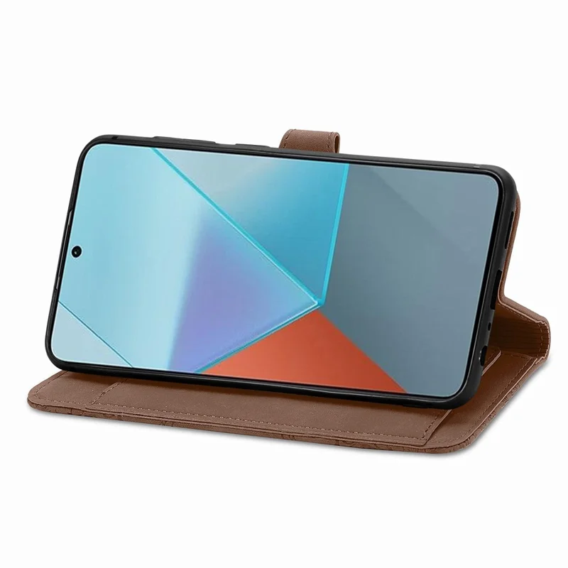 For Xiaomi Redmi Note 13 Pro 5G / Poco X6 5G Zipper Wallet Case with Strap Flower Imprint PU Leather Phone Cover - Brown