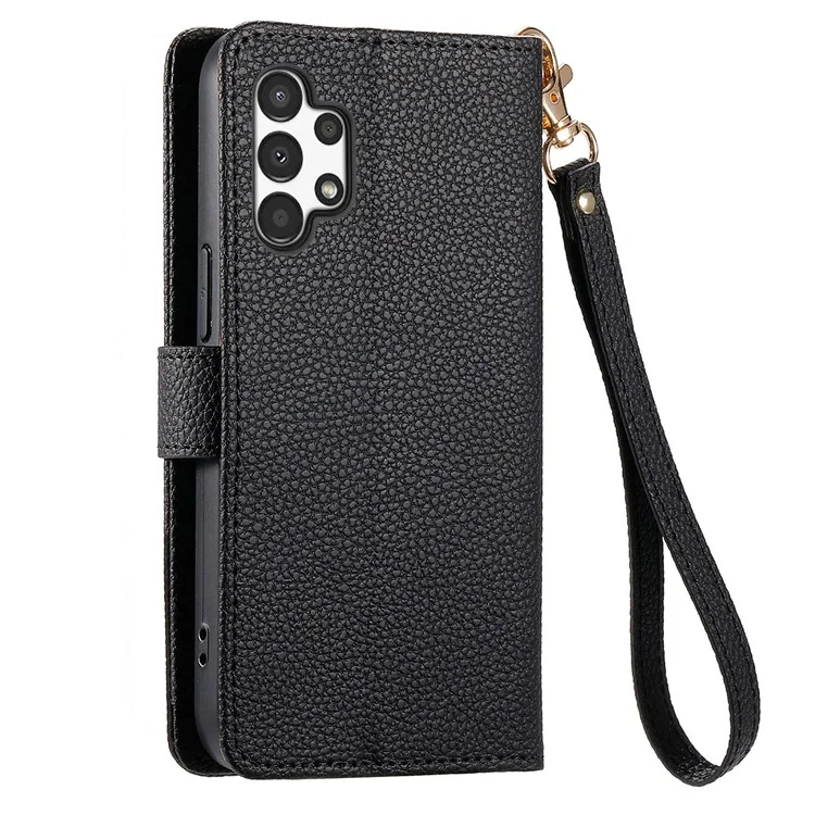 For Samsung Galaxy A13 4G Case RFID Blocking Zipper Wallet Phone Shell - Black