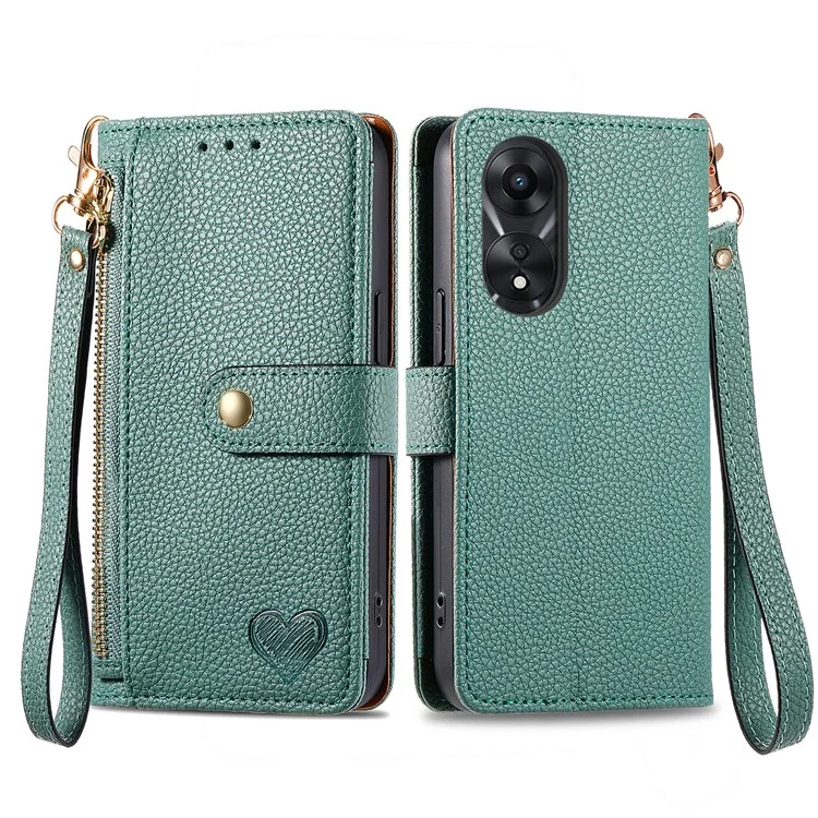 Per Oppo A58 4G Custodia con Cerniera Portafoglio Antiurto Cover Telefono RFID Blocking - Verde