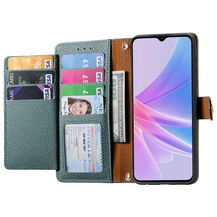 Per Oppo A58 4G Custodia con Cerniera Portafoglio Antiurto Cover Telefono RFID Blocking - Verde