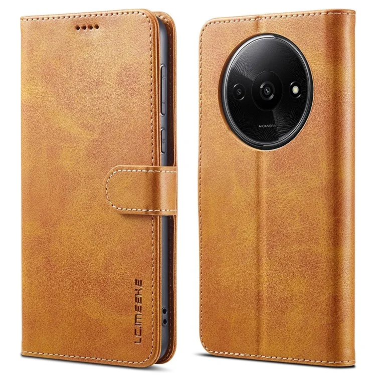 LC.IMEEKE para Xiaomi Redmi A3 / Poco C61 4G Capa de Textura de Bezerro Flip Stand Resistente a Choques Capa de Telefone - Amarelo