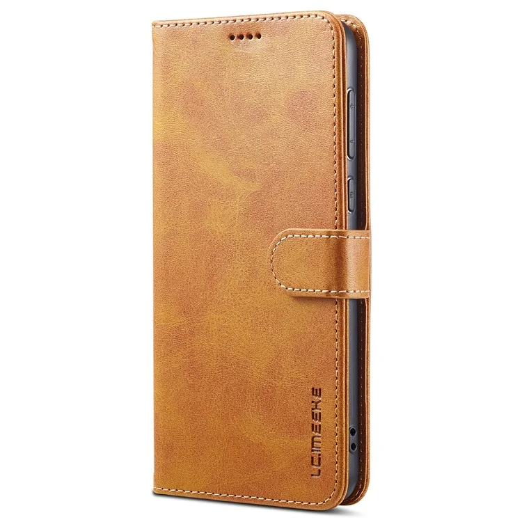 LC.IMEEKE para Xiaomi Redmi A3 / Poco C61 4G Capa de Textura de Bezerro Flip Stand Resistente a Choques Capa de Telefone - Amarelo