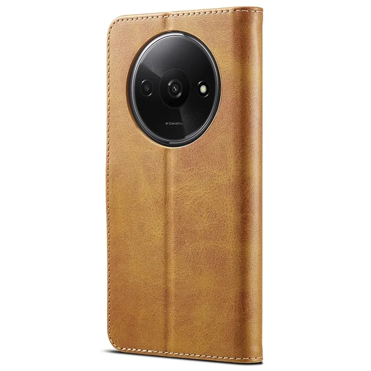 LC.IMEEKE para Xiaomi Redmi A3 / Poco C61 4G Capa de Textura de Bezerro Flip Stand Resistente a Choques Capa de Telefone - Amarelo