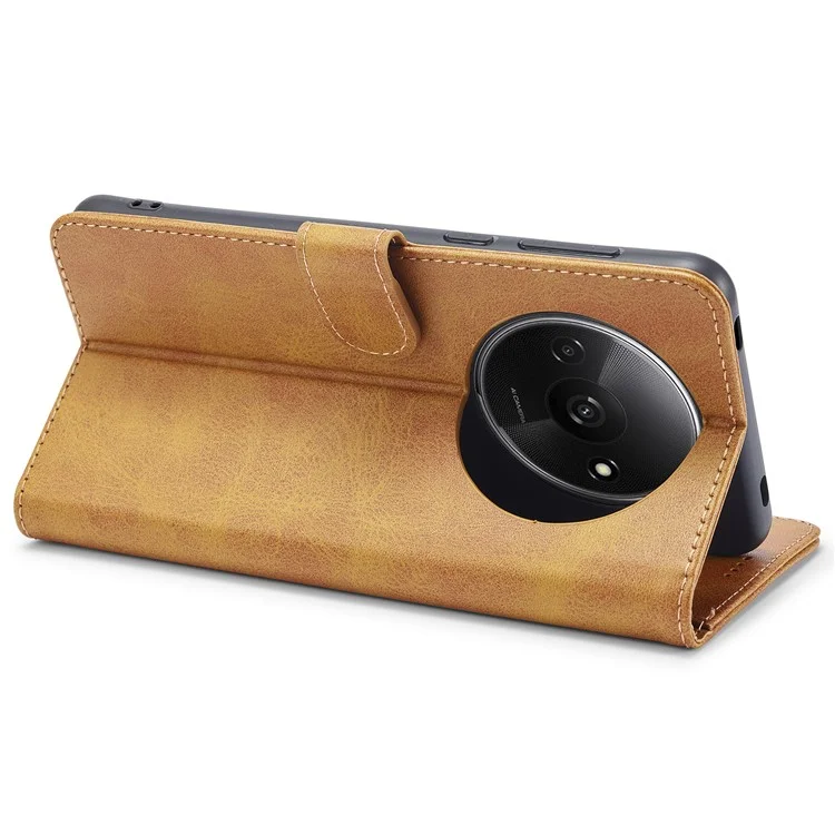 LC.IMEEKE para Xiaomi Redmi A3 / Poco C61 4G Capa de Textura de Bezerro Flip Stand Resistente a Choques Capa de Telefone - Amarelo