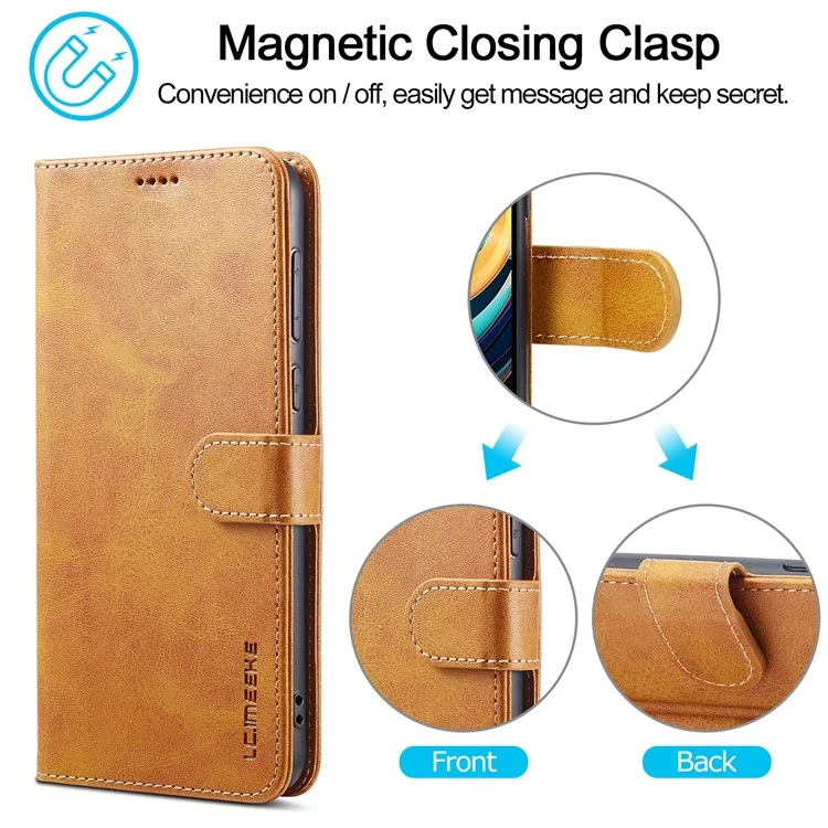 LC.IMEEKE para Xiaomi Redmi A3 / Poco C61 4G Capa de Textura de Bezerro Flip Stand Resistente a Choques Capa de Telefone - Amarelo